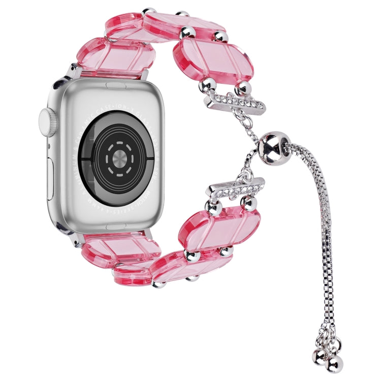 For Apple Watch SE 44mm Resin Retractable Chain Watch Band(Pink) - Watch Bands by PMC TechLife | Online Shopping South Africa | PMC TechLife