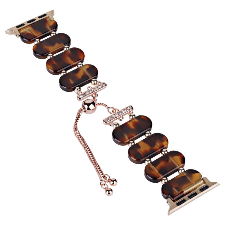 For Apple Watch SE 44mm Resin Retractable Chain Watch Band(Tortoiseshell) - Watch Bands by PMC TechLife | Online Shopping South Africa | PMC TechLife