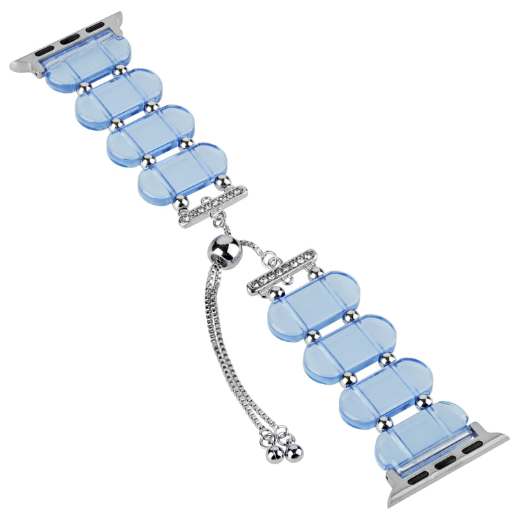 For Apple Watch Series 6 44mm Resin Retractable Chain Watch Band(Blue) - Watch Bands by PMC Jewellery | Online Shopping South Africa | PMC Jewellery