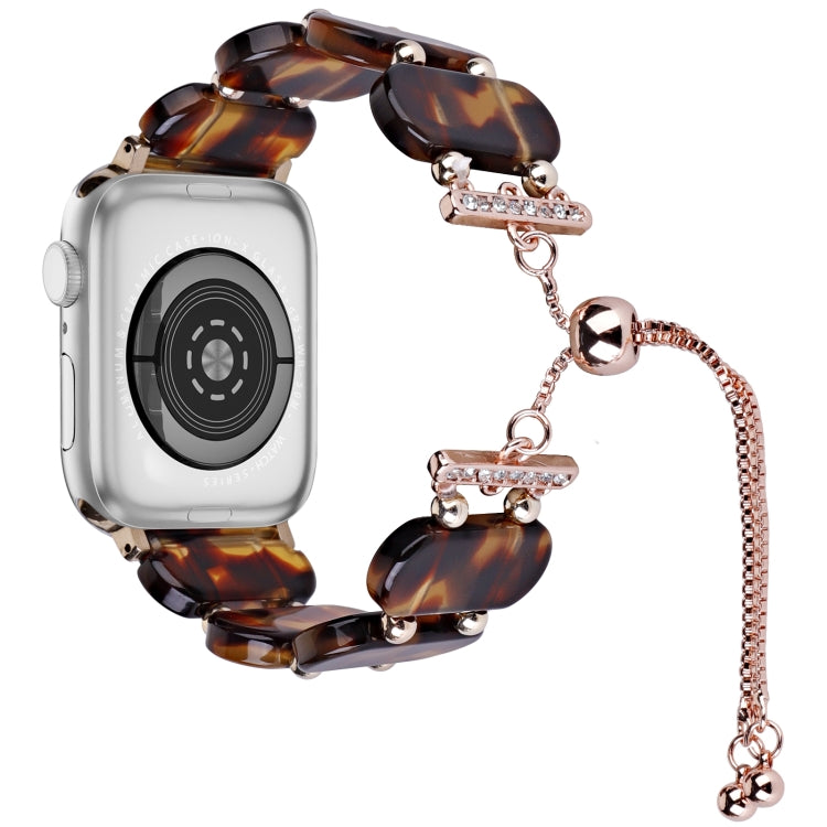 For Apple Watch Series 5 40mm Resin Retractable Chain Watch Band(Tortoiseshell) - Watch Bands by PMC TechLife | Online Shopping South Africa | PMC TechLife