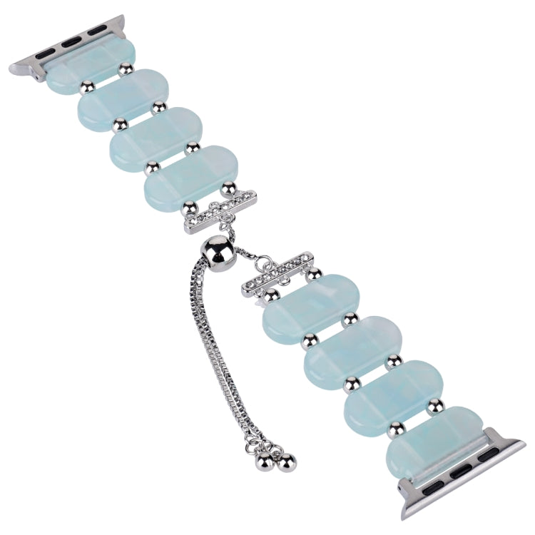 For Apple Watch Series 2 38mm Resin Retractable Chain Watch Band(Ice Blue) - Watch Bands by PMC TechLife | Online Shopping South Africa | PMC TechLife