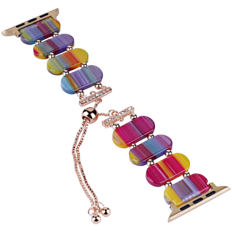 For Apple Watch Series 2 38mm Resin Retractable Chain Watch Band(Rainbow) - Watch Bands by PMC TechLife | Online Shopping South Africa | PMC TechLife