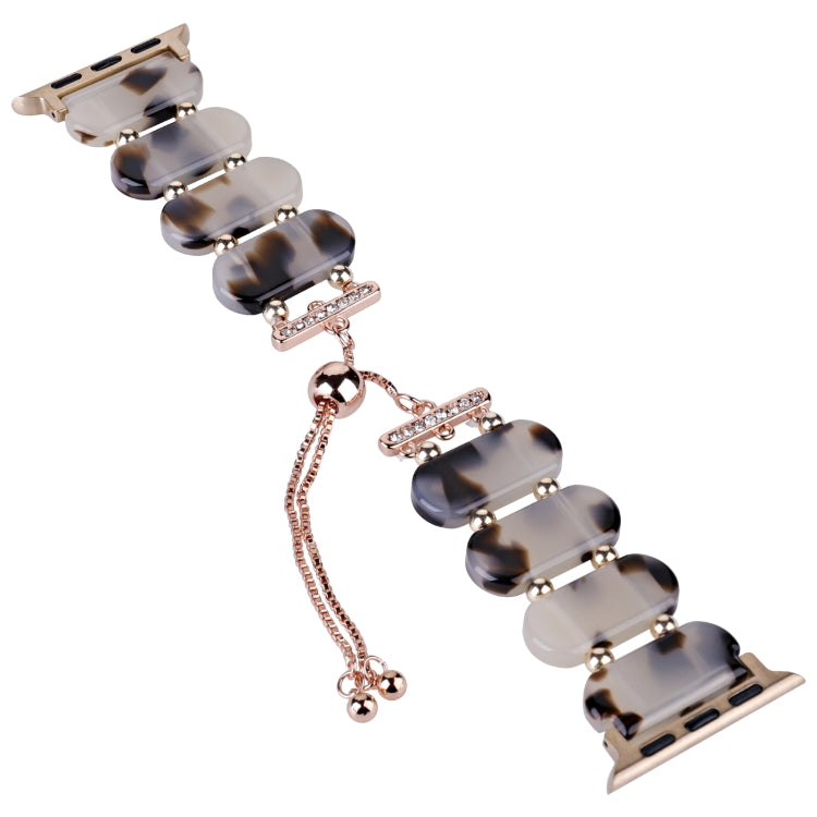For Apple Watch 42mm Resin Retractable Chain Watch Band(Brown White) - Watch Bands by PMC TechLife | Online Shopping South Africa | PMC TechLife