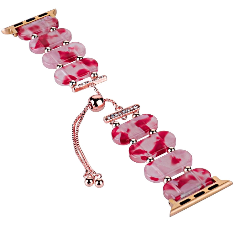 For Apple Watch 42mm Resin Retractable Chain Watch Band(Rose Red) - Watch Bands by PMC TechLife | Online Shopping South Africa | PMC TechLife