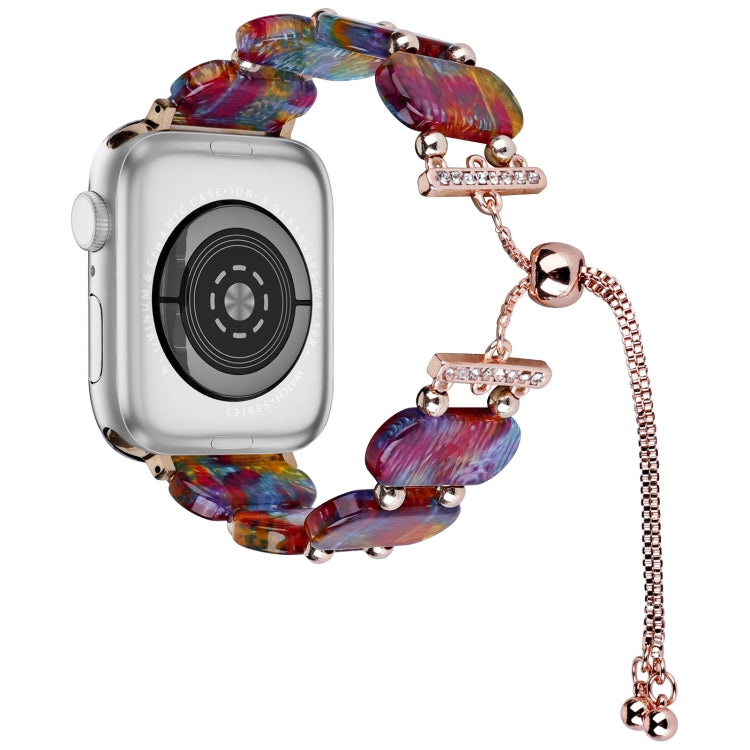 For Apple Watch 42mm Resin Retractable Chain Watch Band(Pearlescent Rainbow) - Watch Bands by PMC TechLife | Online Shopping South Africa | PMC TechLife