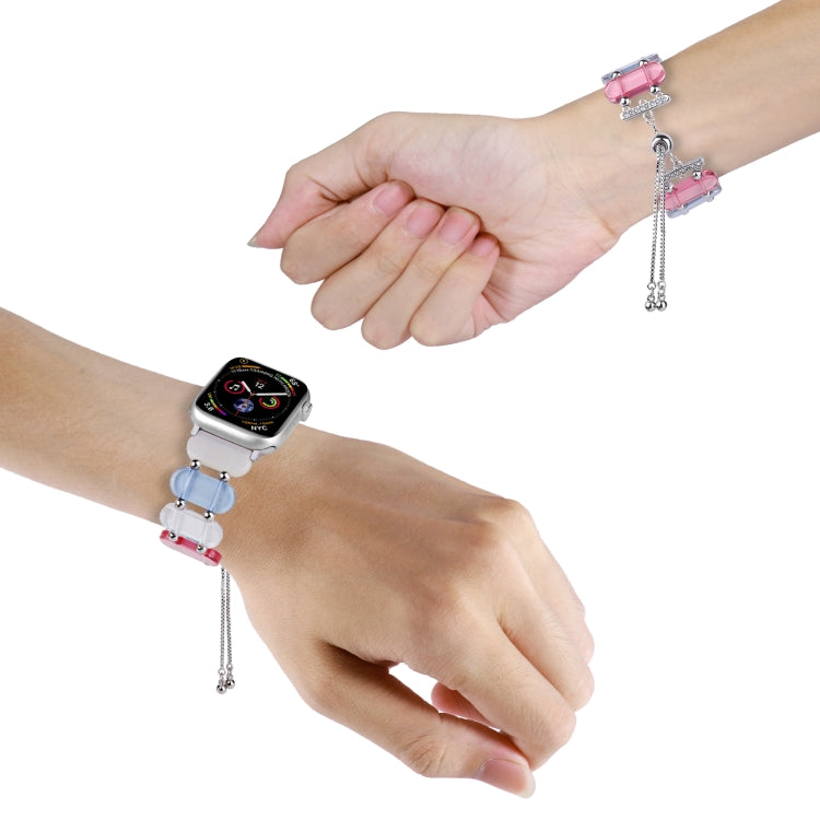 For Apple Watch Series 2 42mm Resin Retractable Chain Watch Band(Rainbow) - Watch Bands by PMC TechLife | Online Shopping South Africa | PMC TechLife