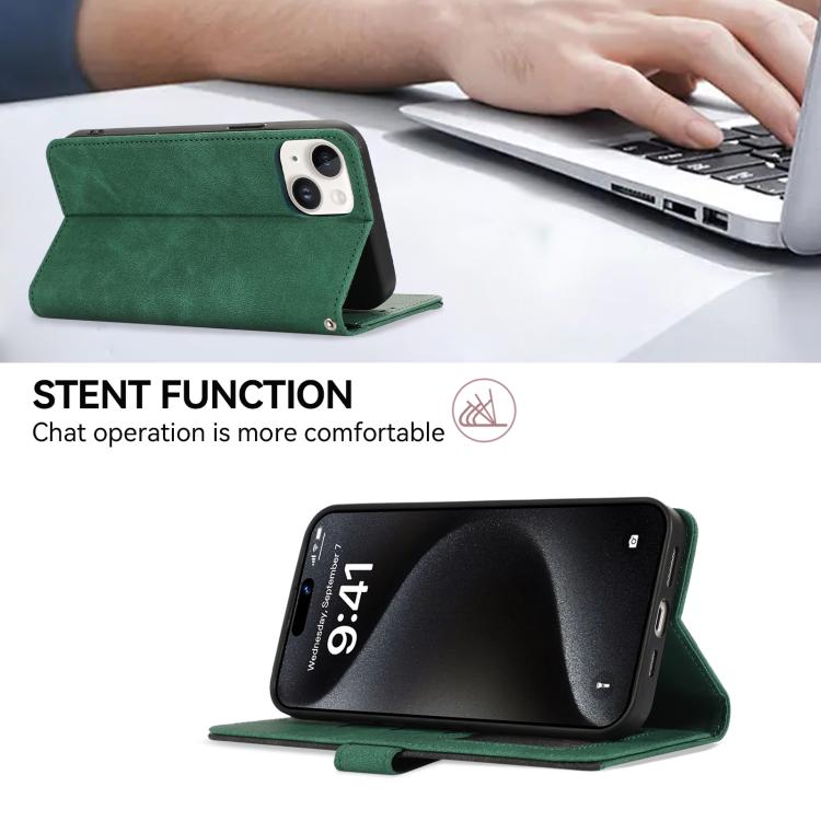 For iPhone 16e ABEEL Color Block Magnetic RFID Leather Phone Case(Green-Black) - iPhone 16e Cases by PMC TechLife | Online Shopping South Africa | PMC TechLife | Buy Now Pay Later Mobicred