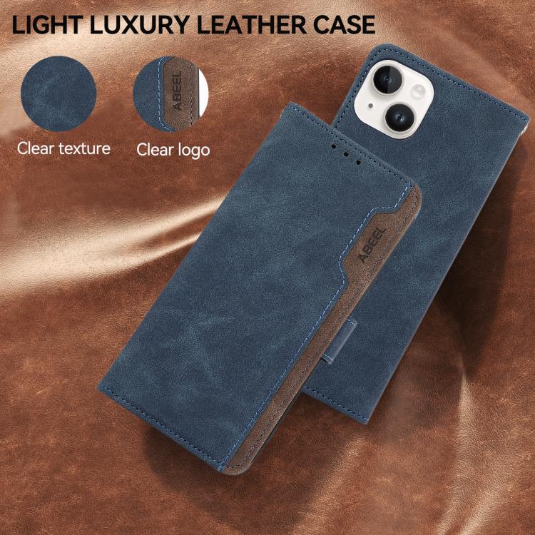 For iPhone 17 Air ABEEL Color Block Magnetic RFID Leather Phone Case(Blue-Brown) - free shipping - PMc TechLife - Order now!