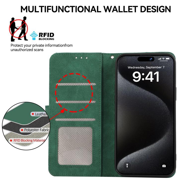 For iPhone 17 Pro Max ABEEL Color Block Magnetic RFID Leather Phone Case(Green-Black) - free shipping - PMc TechLife - Order now!