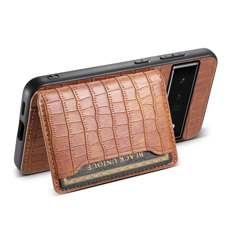 For Google Pixel 6 Pro Crocodile Texture Card Bag Design Full Coverage Phone Case(Brown) - free shipping - PMC TechLife - Order now!