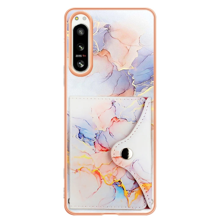 For Sony Xperia 5 IV Marble Pattern IMD Card Slot Phone Case(Galaxy Marble White) - Sony Cases by PMC TechLife | Online Shopping South Africa | PMC TechLife | Buy Now Pay Later Mobicred