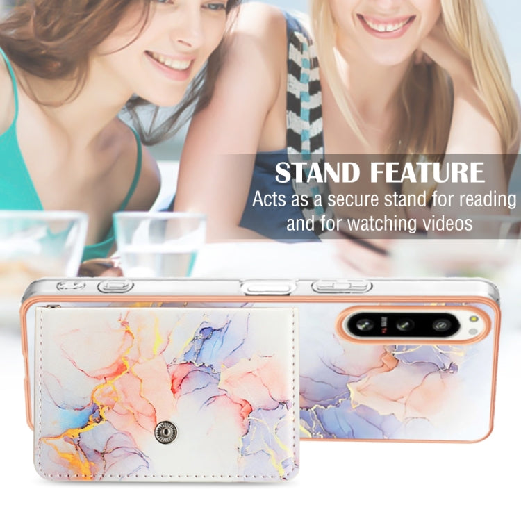 For Sony Xperia 5 IV Marble Pattern IMD Card Slot Phone Case(Galaxy Marble White) - Sony Cases by PMC TechLife | Online Shopping South Africa | PMC TechLife | Buy Now Pay Later Mobicred