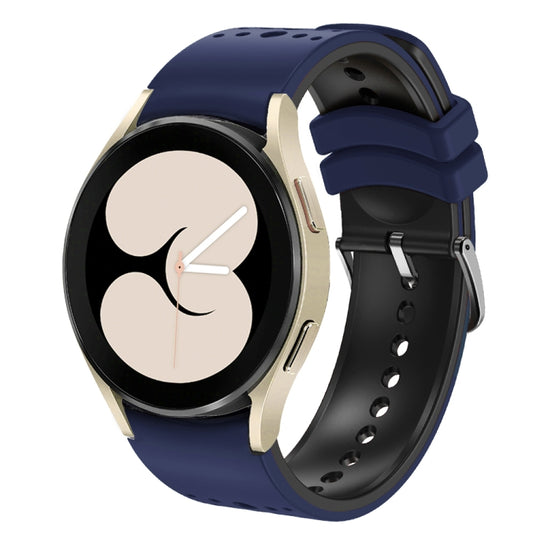 For Samsung Galaxy Watch 6 Two Color Silicone Watch Band(Blue Black) - Watch Bands by PMC Jewellery | Online Shopping South Africa | PMC Jewellery