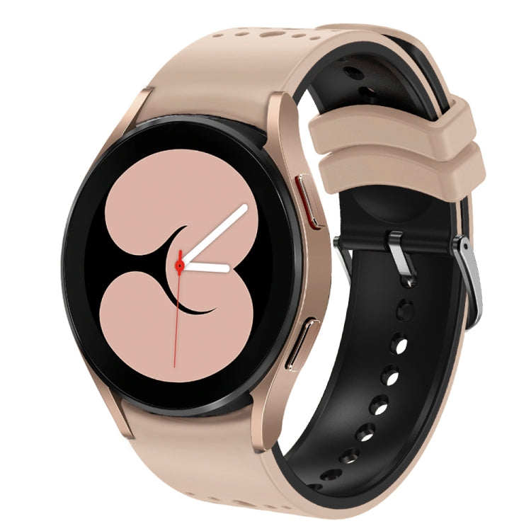 For Samsung Galaxy Watch 6 Two Color Silicone Watch Band(Khaki Black) - Watch Bands by PMC TechLife | Online Shopping South Africa | PMC TechLife