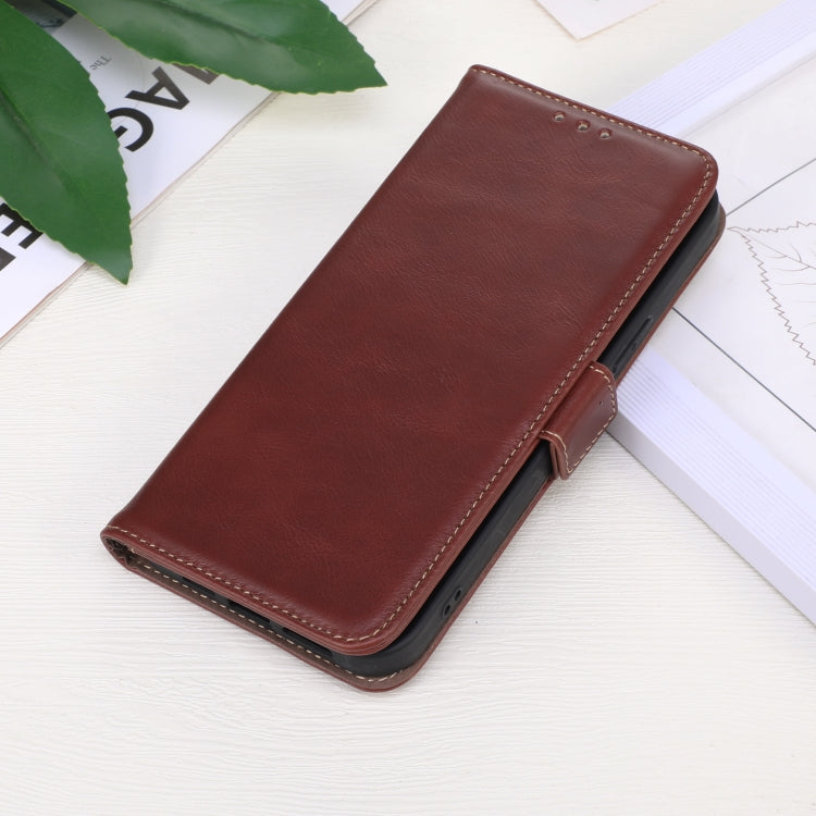 For Google Pixel 9 Crazy Horse Top Layer Cowhide Leather Phone Case(Brown) - Google Cases by PMC Jewellery | Online Shopping South Africa | PMC Jewellery | Buy Now Pay Later Mobicred