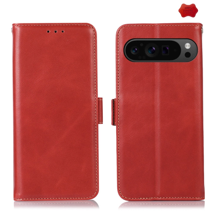 For Google Pixel 9 Pro Crazy Horse Top Layer Cowhide Leather Phone Case(Red) - Google Cases by PMC Jewellery | Online Shopping South Africa | PMC Jewellery | Buy Now Pay Later Mobicred