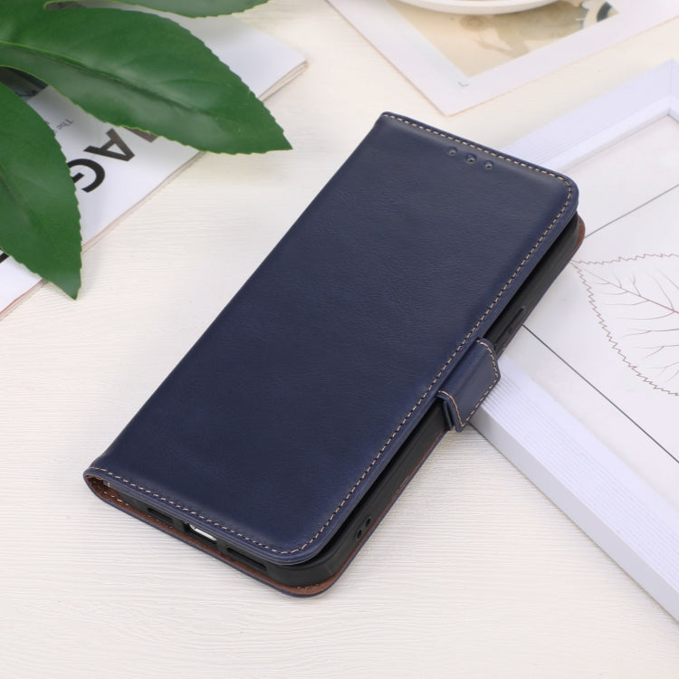 For Google Pixel 9a Crazy Horse Top Layer Cowhide Leather Phone Case(Blue) - Google Cases by PMC TechLife | Online Shopping South Africa | PMC TechLife | Buy Now Pay Later Mobicred