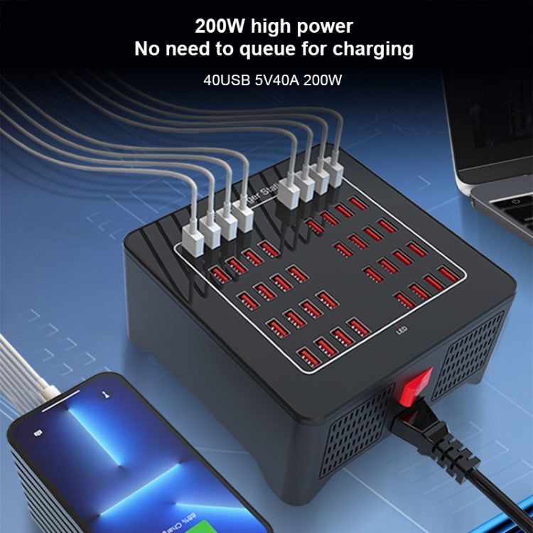 YFY-A76 200W 40 Ports USB Smart Charging Station(UK Plug) - Multifunction Charger by PMC Jewellery | Online Shopping South Africa | PMC Jewellery | Buy Now Pay Later Mobicred