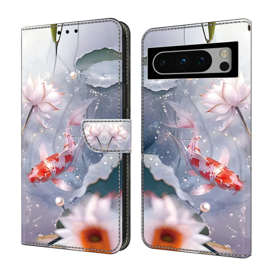 For Google Pixel 9 Crystal Painted Leather Phone case(Koi) - Google Cases by PMC Jewellery | Online Shopping South Africa | PMC Jewellery | Buy Now Pay Later Mobicred