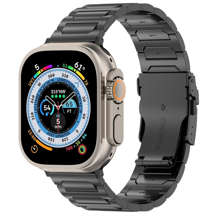 For Apple Watch Ultra 49mm I-Shaped Titanium Metal Watch Band(Black) - Watch Bands by PMC Jewellery | Online Shopping South Africa | PMC Jewellery