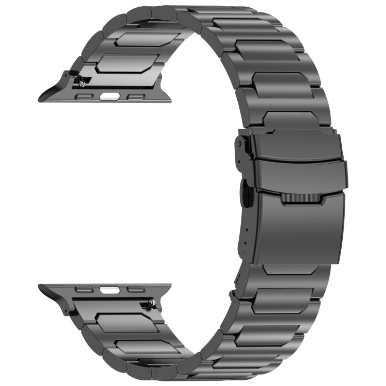 For Apple Watch 42mm I-Shaped Titanium Metal Watch Band(Black) - Watch Bands by PMC TechLife | Online Shopping South Africa | PMC TechLife