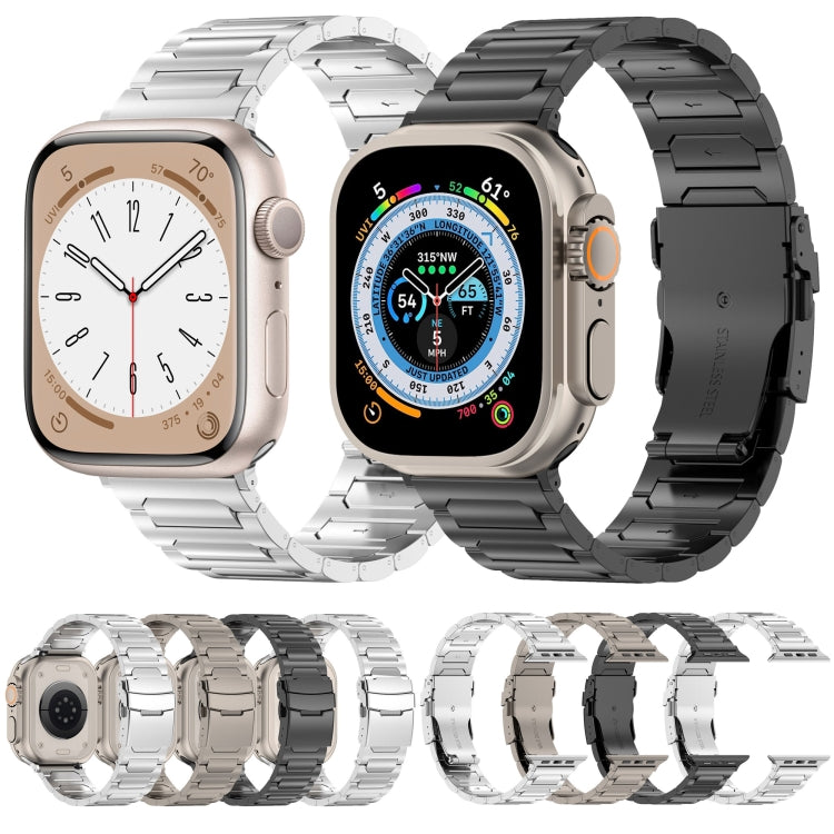 For Apple Watch Series 7 41mm I-Shaped Titanium Metal Watch Band(Mirror Silver) - Watch Bands by PMC Jewellery | Online Shopping South Africa | PMC Jewellery