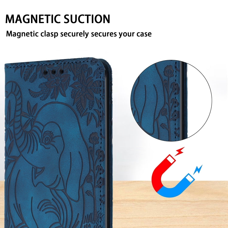 For iPhone 16 Plus Retro Elephant Embossed Leather Phone Case(Blue) - iPhone 16 Plus Cases by PMC Jewellery | Online Shopping South Africa | PMC Jewellery | Buy Now Pay Later Mobicred