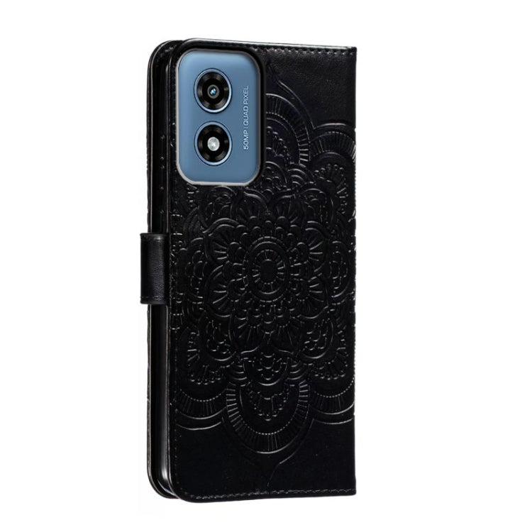 For Motorola Moto G Play 2024 Sun Mandala Embossing Pattern Phone Leather Case(Black) - Motorola Cases by PMC Jewellery | Online Shopping South Africa | PMC Jewellery | Buy Now Pay Later Mobicred