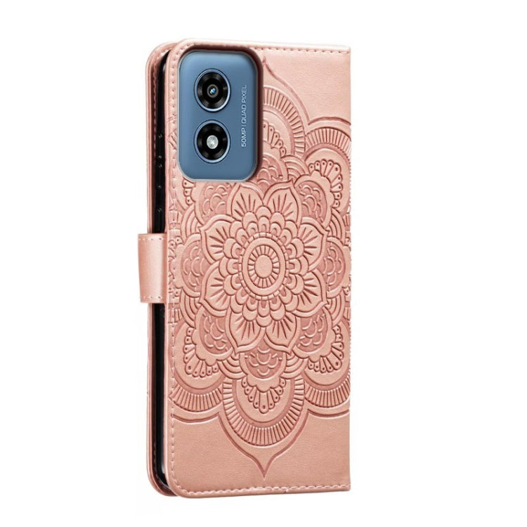 For Motorola Moto G Play 2024 Sun Mandala Embossing Pattern Phone Leather Case(Rose Gold) - Motorola Cases by PMC Jewellery | Online Shopping South Africa | PMC Jewellery | Buy Now Pay Later Mobicred