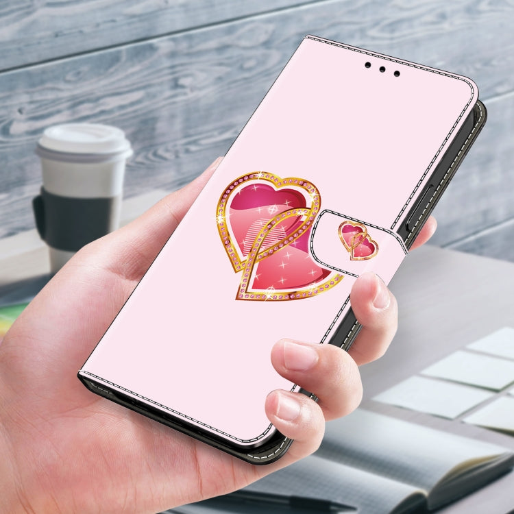 For Honor 90 Lite Crystal Painted Leather Phone case(Love Peach) - Honor Cases by PMC Jewellery | Online Shopping South Africa | PMC Jewellery | Buy Now Pay Later Mobicred