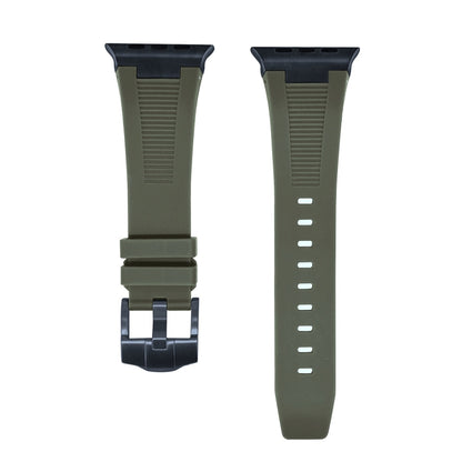 For Apple Watch Series 8 45mm Loners Liquid Silicone Watch Band(Black Green) - Watch Bands by PMC Jewellery | Online Shopping South Africa | PMC Jewellery