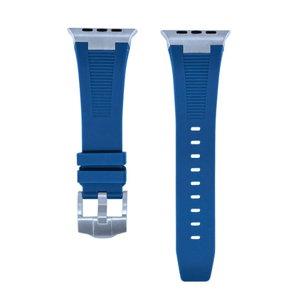 For Apple Watch SE 2022 44mm Loners Liquid Silicone Watch Band(Silver Midnight Blue) - Watch Bands by PMC Jewellery | Online Shopping South Africa | PMC Jewellery