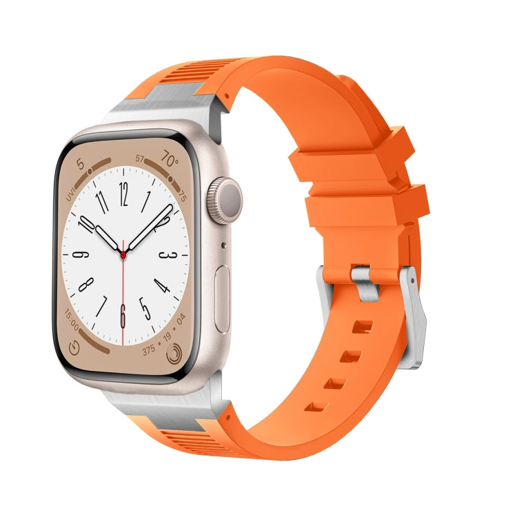 For Apple Watch SE 44mm Loners Liquid Silicone Watch Band(Sliver Orange) - Watch Bands by PMC Jewellery | Online Shopping South Africa | PMC Jewellery