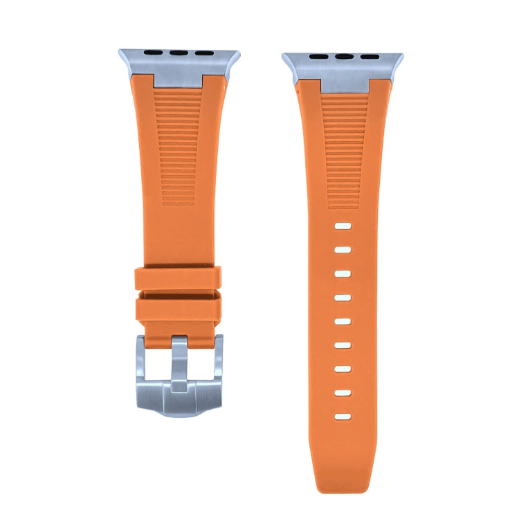 For Apple Watch SE 44mm Loners Liquid Silicone Watch Band(Sliver Orange) - Watch Bands by PMC Jewellery | Online Shopping South Africa | PMC Jewellery