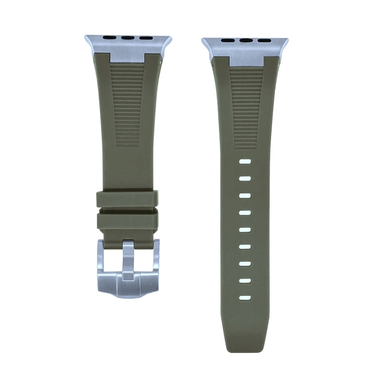 For Apple Watch Series 2 42mm Loners Liquid Silicone Watch Band(Silver Green) - Watch Bands by PMC Jewellery | Online Shopping South Africa | PMC Jewellery