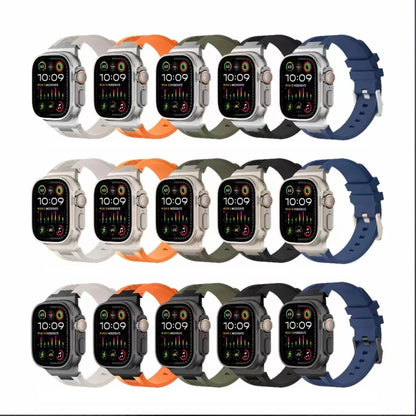 For Apple Watch 42mm Loners Liquid Silicone Watch Band(Silver Midnight Blue) - Watch Bands by PMC Jewellery | Online Shopping South Africa | PMC Jewellery