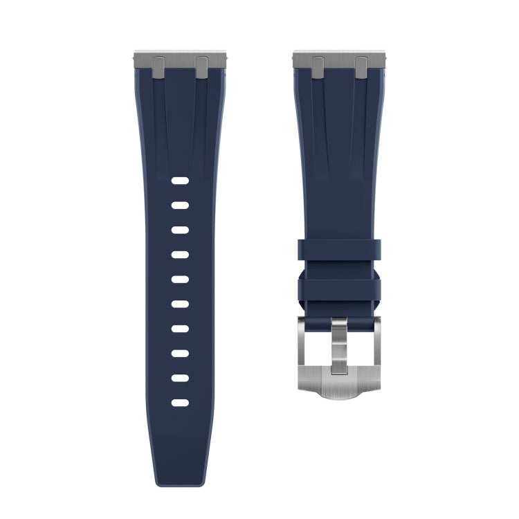 20mm Flat Head Silicone Watch Band(Silver Blue) - 20mm Bands by PMC Jewellery | Online Shopping South Africa | PMC Jewellery