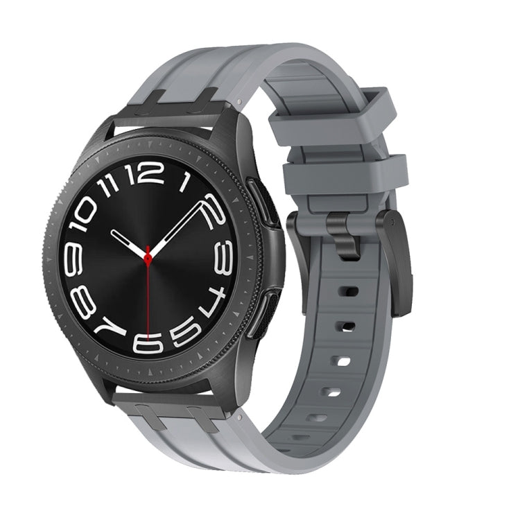 22mm Flat Head Silicone Watch Band(Black Grey) - 22mm Bands by PMC TechLife | Online Shopping South Africa | PMC TechLife