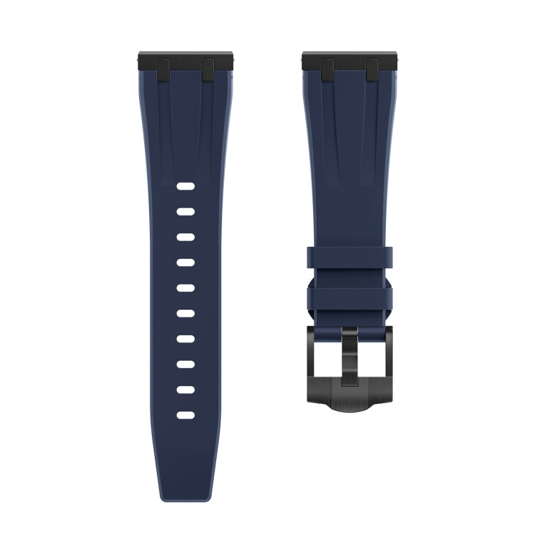22mm Flat Head Silicone Watch Band(Black Blue) - 22mm Bands by PMC TechLife | Online Shopping South Africa | PMC TechLife