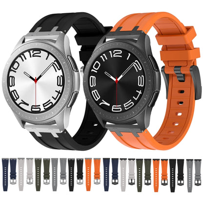 22mm Flat Head Silicone Watch Band(Silver Orange) - 22mm Bands by PMC Jewellery | Online Shopping South Africa | PMC Jewellery