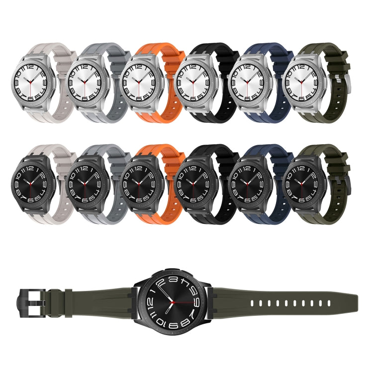 22mm Flat Head Silicone Watch Band(Black Blue) - 22mm Bands by PMC TechLife | Online Shopping South Africa | PMC TechLife