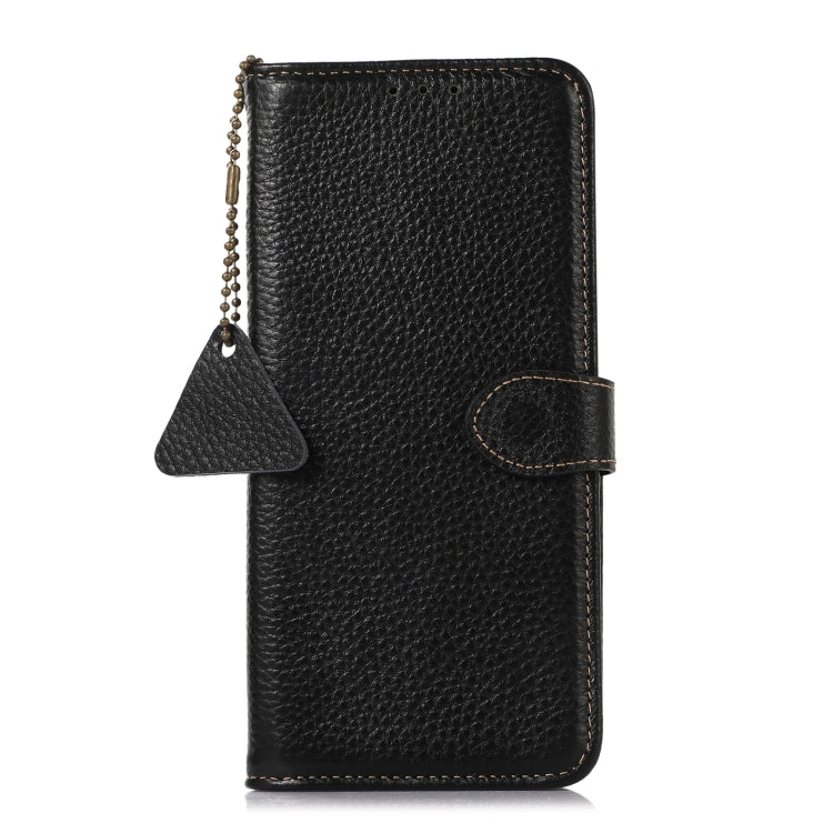 For OnePlus 13 Genuine Leather Litchi Texture RFID Leather Phone Case(Black) - OnePlus Cases by PMC TechLife | Online Shopping South Africa | PMC TechLife | Buy Now Pay Later Mobicred