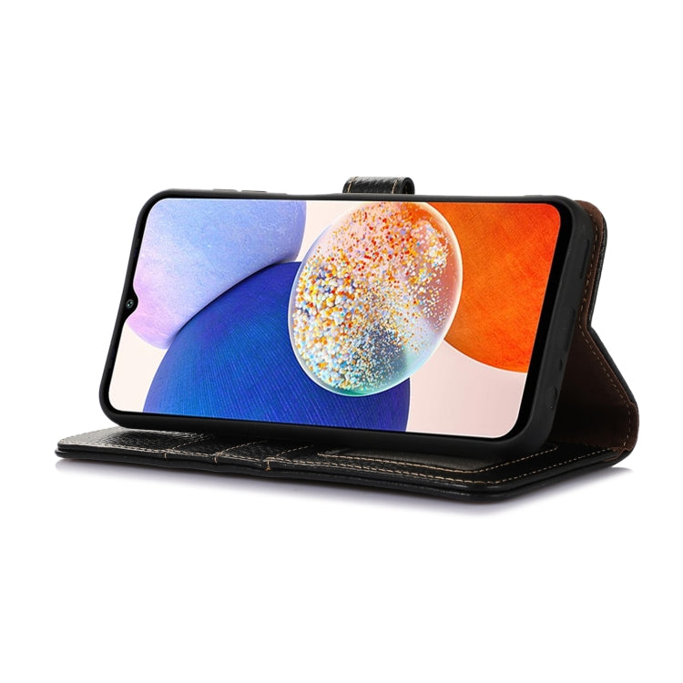 For OnePlus 13 Genuine Leather Litchi Texture RFID Leather Phone Case(Black) - OnePlus Cases by PMC TechLife | Online Shopping South Africa | PMC TechLife | Buy Now Pay Later Mobicred