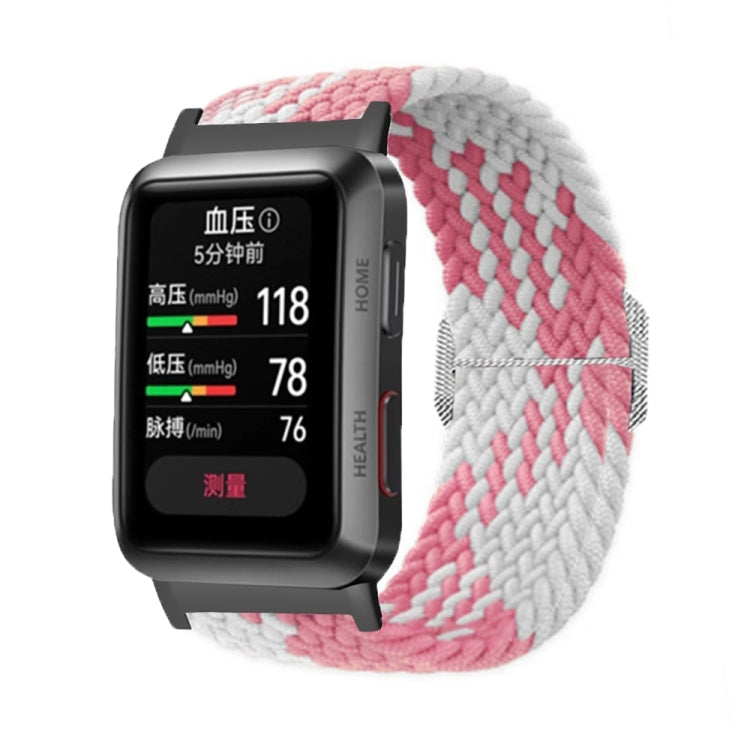 For Huawei Watch D Adjustable Woven Nylon Watch Band(Pink White) - Watch Bands by PMC Jewellery | Online Shopping South Africa | PMC Jewellery