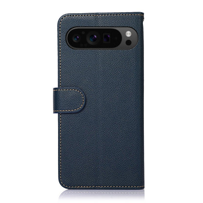 For Google Pixel 9 KHAZNEH Litchi Texture Leather RFID Phone Case(Blue) - Google Cases by PMC Jewellery | Online Shopping South Africa | PMC Jewellery | Buy Now Pay Later Mobicred