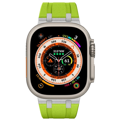 For Apple Watch SE 2023 44mm Stone Grain Liquid Silicone Watch Band(Silver Green) - Watch Bands by PMC Jewellery | Online Shopping South Africa | PMC Jewellery