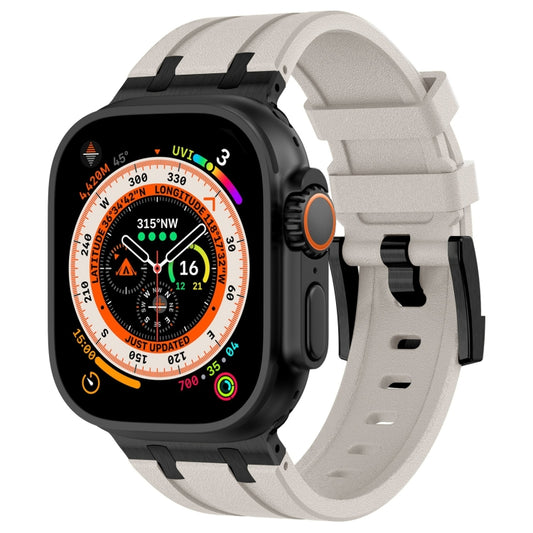 For Apple Watch Ultra 2 49mm Stone Grain Liquid Silicone Watch Band(Black Starlight) - Watch Bands by PMC Jewellery | Online Shopping South Africa | PMC Jewellery