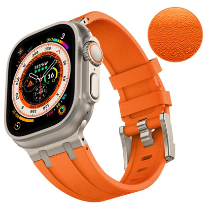 For Apple Watch Series 9 45mm Stone Grain Liquid Silicone Watch Band(Titanium Orange) - Watch Bands by PMC Jewellery | Online Shopping South Africa | PMC Jewellery