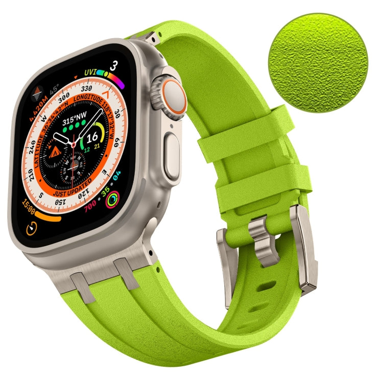 For Apple Watch Series 9 45mm Stone Grain Liquid Silicone Watch Band(Titanium Green) - Watch Bands by PMC Jewellery | Online Shopping South Africa | PMC Jewellery