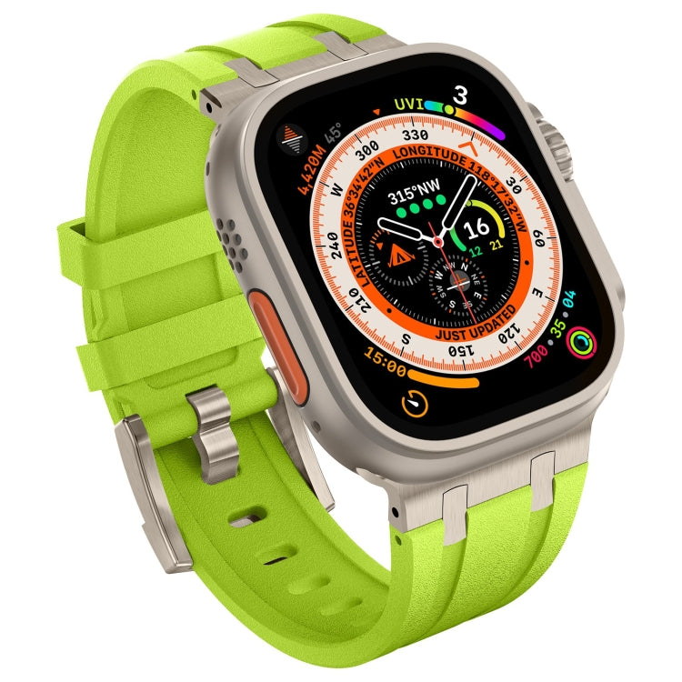 For Apple Watch Series 9 45mm Stone Grain Liquid Silicone Watch Band(Titanium Green) - Watch Bands by PMC TechLife | Online Shopping South Africa | PMC TechLife